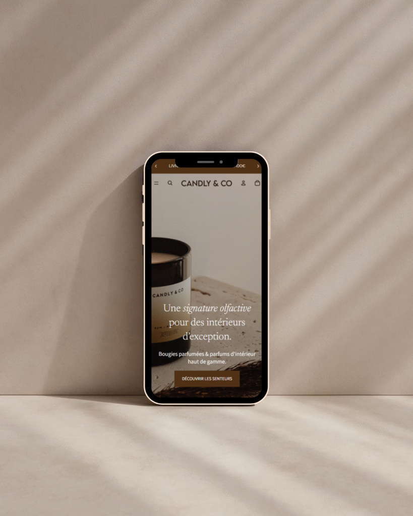 Version mobile site fictif shopify Candles & co